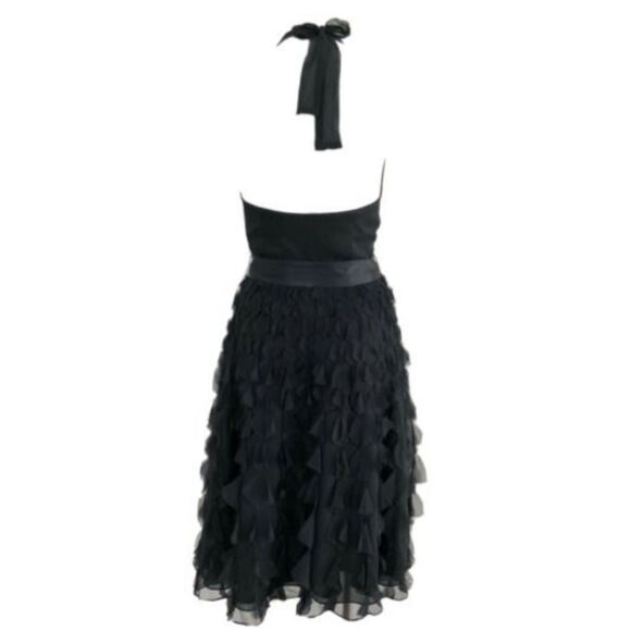 100% Silk White House Black Market Halter Ruffle Dress Cocktail 0 - Picture 3 of 10